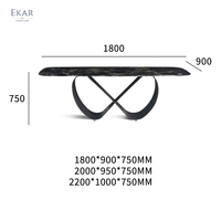 Ensemble de Table à manger en acier inoxydable, Rectangle de luxe, carré en marbre, 6 places, 8 formes, base de cuisine, ensembles de salle à manger