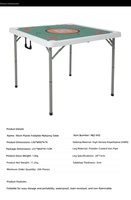 Table de Mahjong Gonflable en Plastique Pliable d'Extérieur Design Minimaliste Moderne Silencieuse à Manivelle Carrée