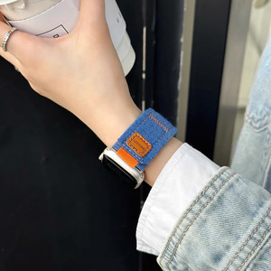 สายนาฬิกาผ้าเดนิมสำหรับ <span class=keywords><strong>Apple</strong></span> <span class=keywords><strong>Watch</strong></span> 42/44/45/49 มม. สายรัดข้อมือแบบสปอร์ตสำหรับผู้หญิงผู้ชาย สายรัดข้อมือสำหรับ IWatch S11 S10 - Product Image 4