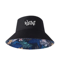 Cappello da Pescatore Reversibile Personalizzato WEINI con Logo Ricamato, Motivo Floreale Tropicale, Cappello da Sole a Doppia Faccia
