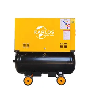 Compressor de ar de parafuso rotativo Karlos Small Quiet monofásico 4 kW 5.5 HP 360L/min PM VSD com tanque receptor de ar