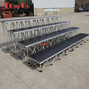 aluminum folding plywood event stage portable mobile stage assemble square round triangle shape for concert TUV Certified
