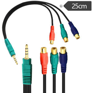 Câble AV plaqué or YR-AV-7A, adaptateur 3,5 mm vers 3RCA femelle, câble audio-vidéo composite un-vers-trois, rouge, vert, bleu - Product Image 1