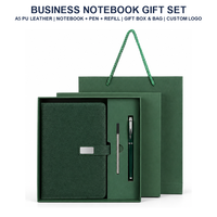 Ensemble cadeau de bloc-notes en cuir PU A5, papeterie de bureau, cadeau d'affaires avec recharge de stylo, boîte cadeau et sac, logo personnalisé