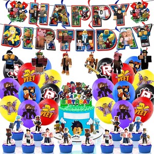 <span class=keywords><strong>Ensemble</strong></span> de vaisselle jetable sur le thème des jeux Roblox pour anniversaire, décoration de fête de jeu de Thanksgiving, fournitures de table pour fête - Product Image 3