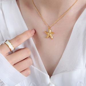 Collar Minimalista con Colgante de Estrella de Mar en Acero Inoxidable Chapado en Oro de 18K para Mujer, Estilo Romántico, Joyería Resistente al Deslustre - Product Image 3