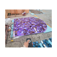 Vente en gros RGB 7 panneau mural en pierre d'agate lumistone translucide rétroéclairé naturel coloré