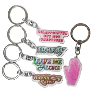 Wholesale Custom Printed Acrylic Key Chain Transparent Epoxy Design Acrylic Charms Key Chain Custom