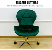 Chaise de salle à manger et de maquillage pivotante réglable en hauteur en velours avec logo personnalisé, idéale pour la maison, avec roulettes
