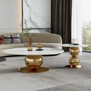 New arrive manufacture indoor furniture coffee table round stainless steel table set for living room