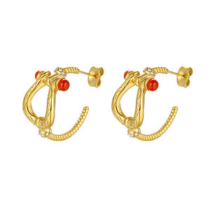 New Trendy Arrivals Statement 18K Gold Plated Stainless Steel Jewelry Vachette Clasp <strong>Horse</strong> <strong>Shoe</strong> Fashion Hoop Stud <strong>Earrings</strong> 2023 - Product Image 2