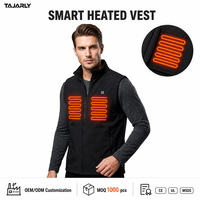 Gilet chauffant softshell pour l'hiver, imperméable, col montant, fermeture éclair intégrale, autonomie de 6 heures, isolé, noir, lavable en machine, pratique