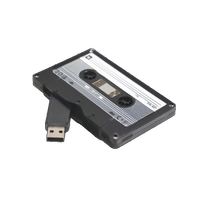 Memoria USB de 64 GB Estilo Vintage con Diseño de Casete, Interfaz USB 2.0, Alta Velocidad, Garantía de 3 Años, Chip Flash Clase A, Plástico