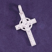 Pass Diamond Tester Hip Hop D Color Baguette Moissanite Pendentif croix celtique pour homme avec argent sterling 925 GRA