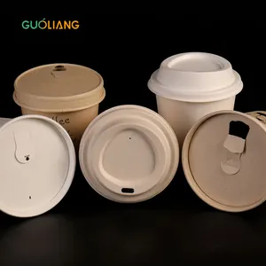 Biologisch Afbreekbaar Wegwerpdeksel Voor Pulppapier Deksel 80 90Mm Koffiekopje Pulpdeksels