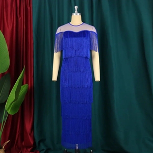 Wholesale Plus Size Sexy See Through Mesh Women Tassel Party <strong>Dress</strong> - Product Image 5