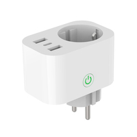 Prise intelligente WiFi RSH 16A en plastique ABS, type C, prise intelligente avec télécommande, 2 ports de sortie USB (type C), compatible Alexa et Google Home