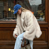 Manteau court décontracté basique en fausse fourrure pour femme, chaud pour l'hiver
