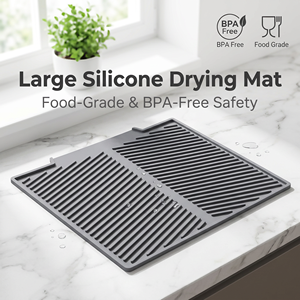 Modern <b>Silicone</b> Drainage Mat 33.5x43cm Non-Slip Heat Resistant Dishwasher Safe Food Grade BPA-Free Rectangle <b>Pad</b> - Product Image 4
