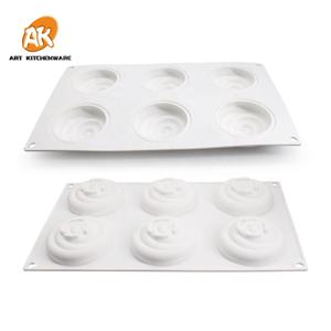 Mousse Moules Gâteau Décoration Outils Boulangerie Pâtisserie Outils D'art <span class=keywords><strong>Comestible</strong></span> MC-146 AK 6 cavités Spiricule D'ondulation En Silicone - Product Image 1