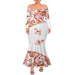 Polynesian Elei <strong>Tribal</strong> Tie-dyeing Design Custom <strong>Dance</strong> Party Fashion Trendy Casual Sexy Long Sleeve Woman Fishtail <strong>Dress</strong> - Product Image 3