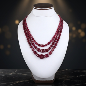 Magnifique collier en rubellite rouge naturelle, perles de haute qualité façonnées, taille libre, certifié par un tiers, pour création DIY - Product Image 2