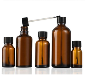 Botellas de vidrio transparente para difusores de aroma con tapas negras de rosca, forma redonda, para uso cosmético. - Product Image 4