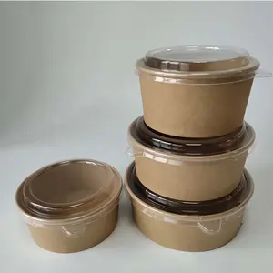 Disposable Paper Compostable Soup Container Salad Bowl Container Round Soup Paper Cup