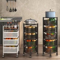 Eenlaags PP+Koolstofstaal keukenkar met rolwagensysteem voor fruit, snacks, groenten en boodschappenopslag - Zwart/Wit