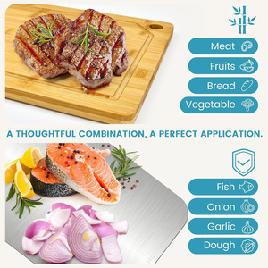 Ensemble de planches à découper en bambou Four Directions, 3 pièces, avec blocs de découpe double face en acier inoxydable pour la cuisine - Product Image 4