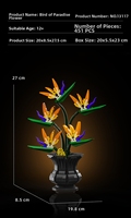 Blocs de construction ABS DIY, modèle de bouquet de fleurs, pluie de fleurs et roses réalistes, plante en pot moderne, décoration de la maison, jouet d'assemblage