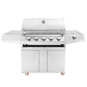 Cao 5-burner gas BBQ nướng Propane sắt kim loại xây dựng sang trọng thép xe đẩy bàn chải không khói có thể gập lại cho các bên - Product Image 3