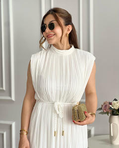 Liquidación <span class=keywords><strong>de</strong></span> Productos <span class=keywords><strong>de</strong></span> Moda al por Mayor, Elegante Vestido <span class=keywords><strong>de</strong></span> Noche Formal Blanco con Cordones y Pliegues para Mujer - Product Image 5