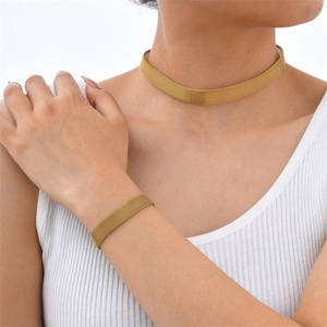 18k Luxury Mesh <b>Belt</b> <b>Chain</b> Necklace and Bracelet Charm Fashion Jewelry Sets for Women - Product Image 5