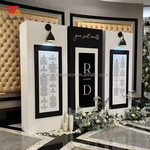 <span class=keywords><strong>Couleur</strong></span> noire lisse nom moderne toile de fond en PVC grand tableau de sièges de fête de mariage toile de fond en PVC pour banquet signe de bienvenue - Product Image 5