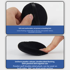 Grand éponge de <span class=keywords><strong>maquillage</strong></span> ronde floquée noire, longue durée, non lavable, pour poudre libre et poudre compacte - Product Image 3