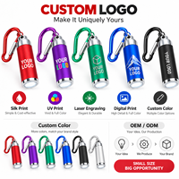Mini lampe torche porte-clés en alliage de zinc, torche LED avec mousqueton, logo personnalisé, cadeau promotionnel, 6 couleurs, vente en gros OEM