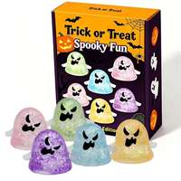 Lot de 5 jouets mignons en forme de fantôme, cadeaux d'Halloween, anti-stress, décompression, balles à presser en malte et paillettes