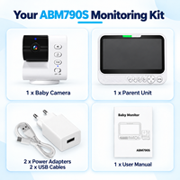 Kit Monitor Bayi 7 Inci 1080P Dual Mode dengan Kamera, Layar Orang Tua, Dua Adaptor Daya, Kabel USB, dan Buku Panduan Pengguna ABM790S