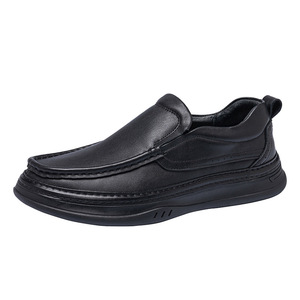 Chaussures bateau pour hommes en cuir véritable à enfiler, bout rond, semelle extérieure en caoutchouc, semelle intermédiaire en EVA, amorties, toutes saisons, décontractées et de travail - Product Image 4