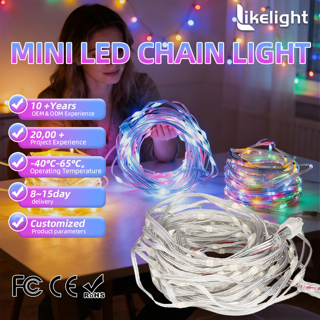 Low MOQ DC12V Outdoor IP65 Pebble Holiday LED String Light SMD3535 RGB SK6812 Addressable Decoration Lighting Landscape Projects