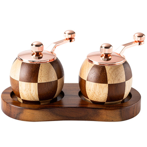 FLYWOD Macina Spezie da Cucina in Legno di Acacia, Macina Sale e Pepe a Scacchiera in Legno di Acacia - Product Image 1