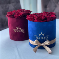 Boîtes Cylindriques Rondes de Luxe en Velours Doux et Daim Beige Gris pour Fleurs, Boîtes à Chapeau en Carton pour Roses avec Logo Personnalisé