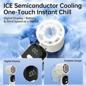 Ventilateur de poche pliable rechargeable 2400 mAh avec fonction turbo et pack de glace intégré pour extérieur - Product Image 2