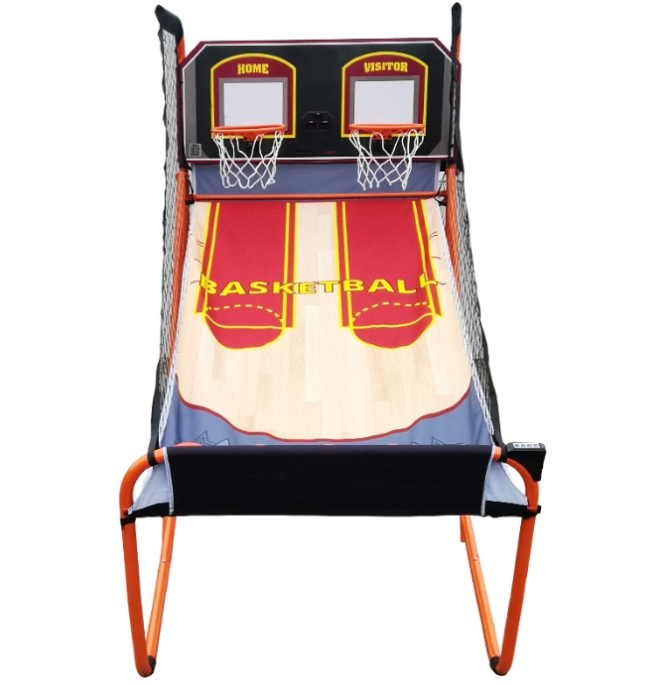 Indoor Folding Basketball Machine Portable Double Electronic Recording Basketball Game Machine with Hoops for Kids and Adults