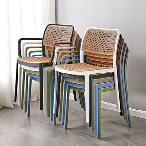 Hot Sale Furniture Restaurant Durable Backrest PP Plastic Rattan Stackable Dining <b>Chair</b> - Product Image 2