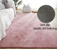 Wohnzimmer-Teppich mit Kaninchenfell, Einfarbig, Maschinenwaschbar, Plüsch-Bodenmatte für Schlafzimmer und Esszimmer