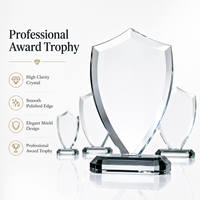 Logotipo Grabado con Láser Personalizado, Texto de Alta Claridad, Premio de Cristal en Forma de Escudo, Trofeo de Cristal