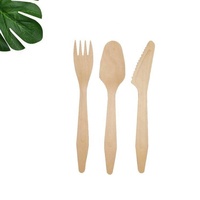 Ensemble de couverts miniatures en bois de bouleau biodégradable et écologique, cuillère, fourchette, couteau jetables, pique-nique, camping, vaisselle durable
