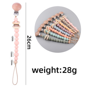Clip de sucette bébé en silicone en bois pendentif en forme de coeur accessoire anti-chute pour porte-tétine factice - Product Image 5